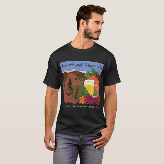2017 Temecula Fall Wiener Fest T-shirt on black (Front Full)