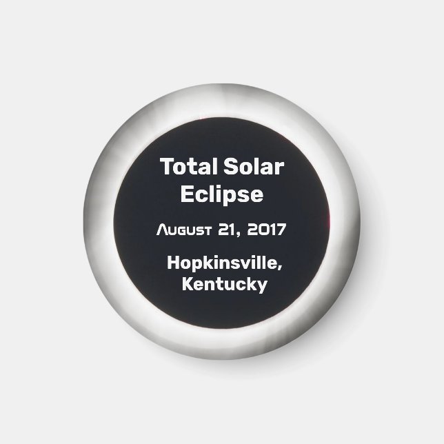 2017 Total Solar Eclipse BW by Location Magnet (Front)