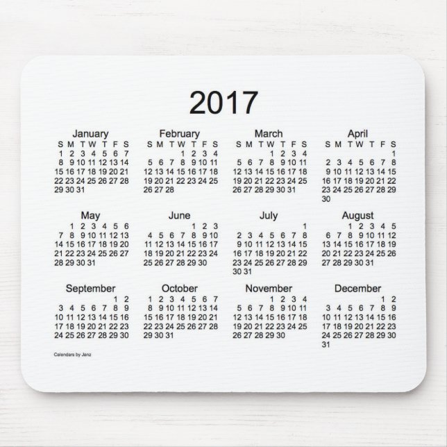 2017 White Calendar by Janz Mouse Pad (Front)