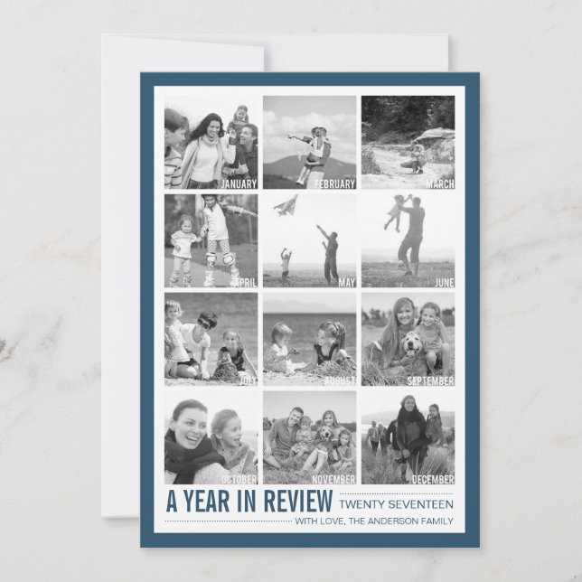 2017 Year in Review 12 Photo Collage Holiday Card (Front)