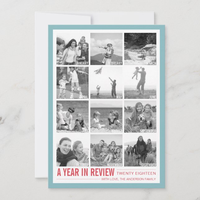 2017 Year in Review 12 Photo Collage Holiday Card (Front)