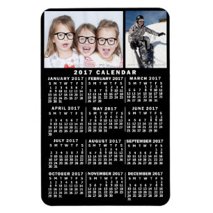 2017 Year Monthly Calendar Black   Photo Template Magnet