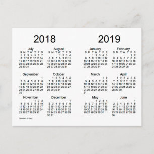 2018-2019 School Year Mini Calendar by Janz Postcard