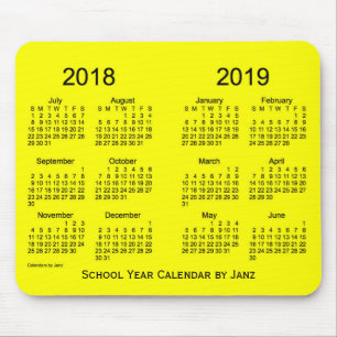 2018-2019 School Year Yellow Calendar by Janz Mouse Pad