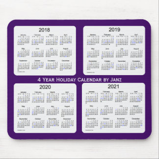 2018-2021 Purple 4 Year Holiday Calendar by Janz Mouse Pad