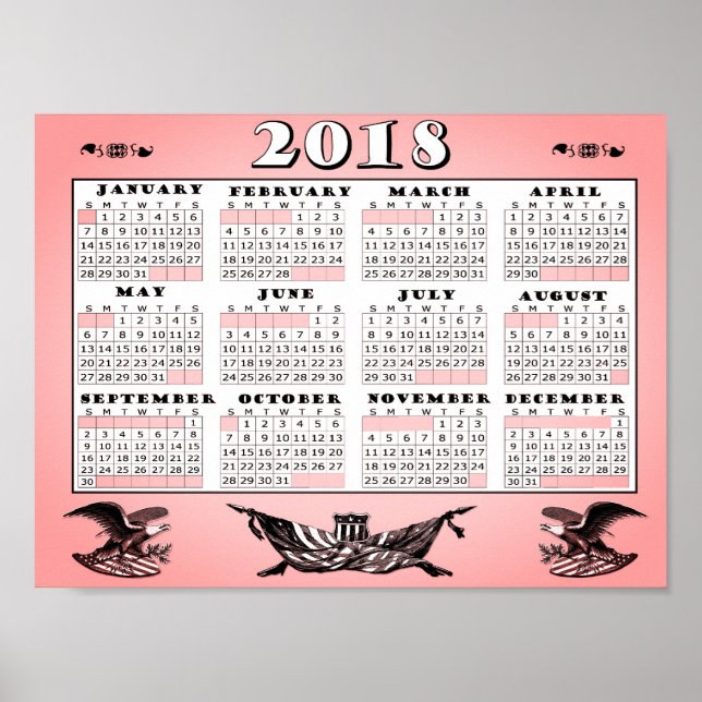 2018 All American Calendar Poster (Front)