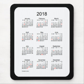 2018 Black Holiday Calendar by Janz Mouse Pad