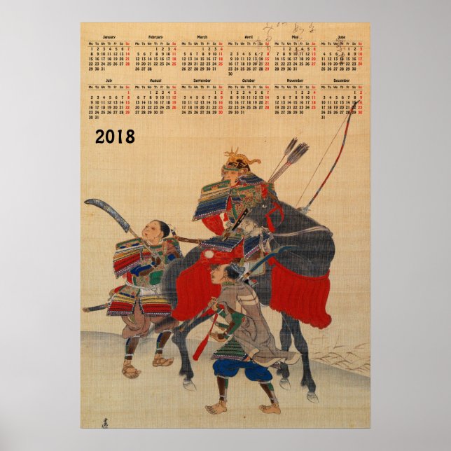 2018 calendar Japanese Samurai Poster (Front)