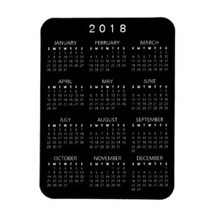 2018 Calendar Magnet - Black - (Custom Font Year)
