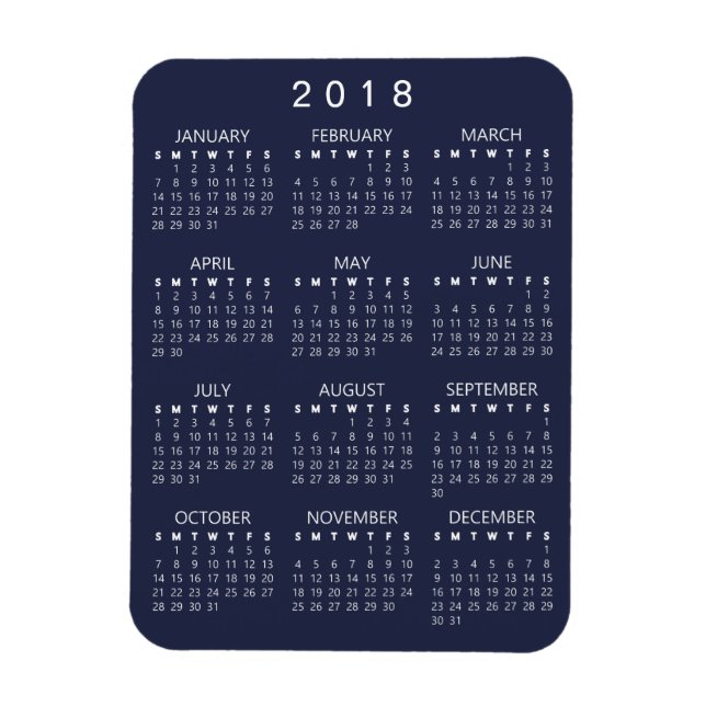 2018 Calendar Magnet - Dark Grey (Vertical)