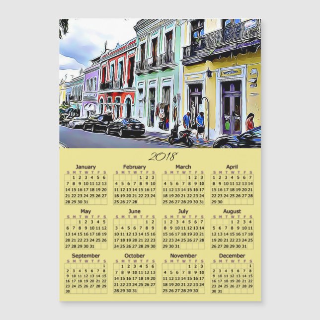 2018 Calendar Magnetic Puerto Rico Card (Front)