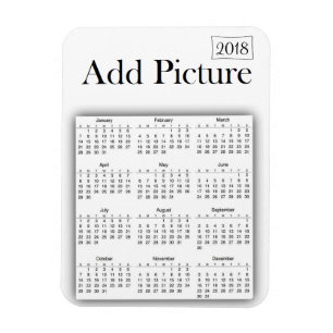 2018 Calendar Personalized White Photo Magnet