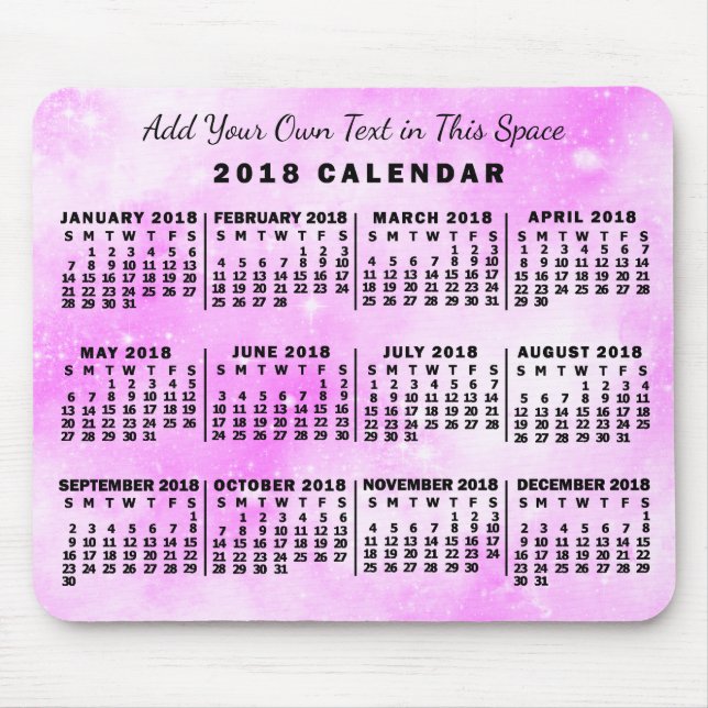 2018 Calendar (See Description for New Version)  Mouse Pad (Front)