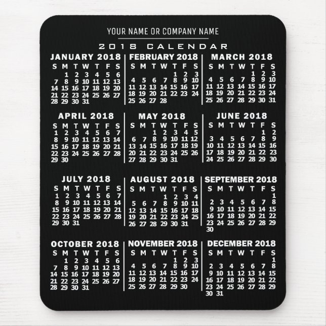 2018 Calendar (See Description for New Version)  Mouse Pad (Front)