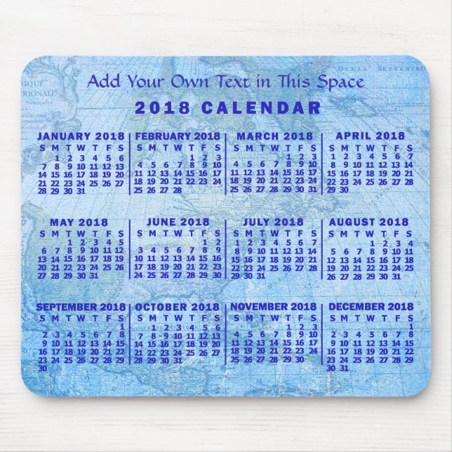 2018 Calendar (See Description for New Version)  Mouse Pad (Front)