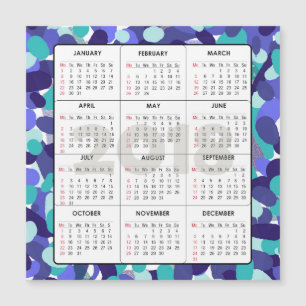 2018 Calendar Square Magnetic Blue Dots