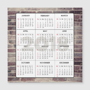 2018 Calendar Square Magnetic Brick Wall