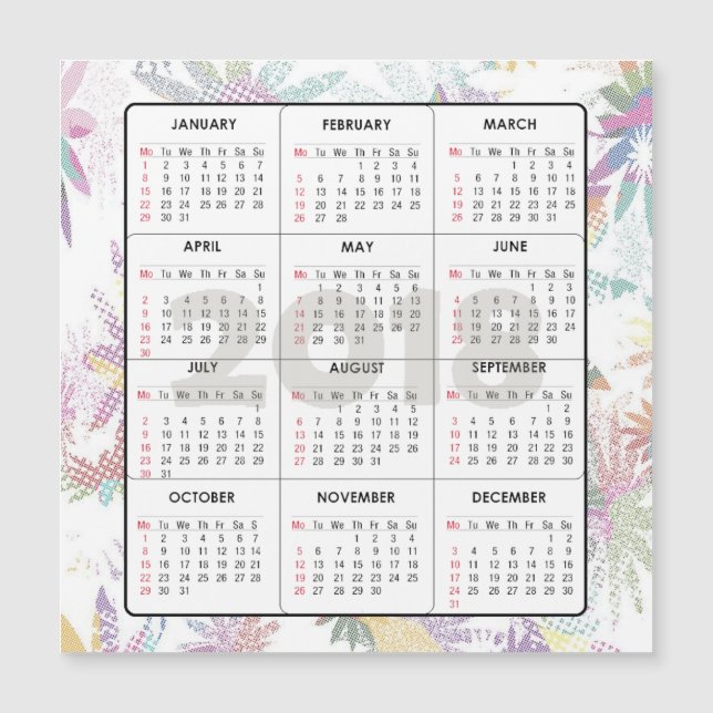 2018 Calendar Square Magnetic Card (Front)