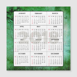 2018 Calendar Square Magnetic Nature Green