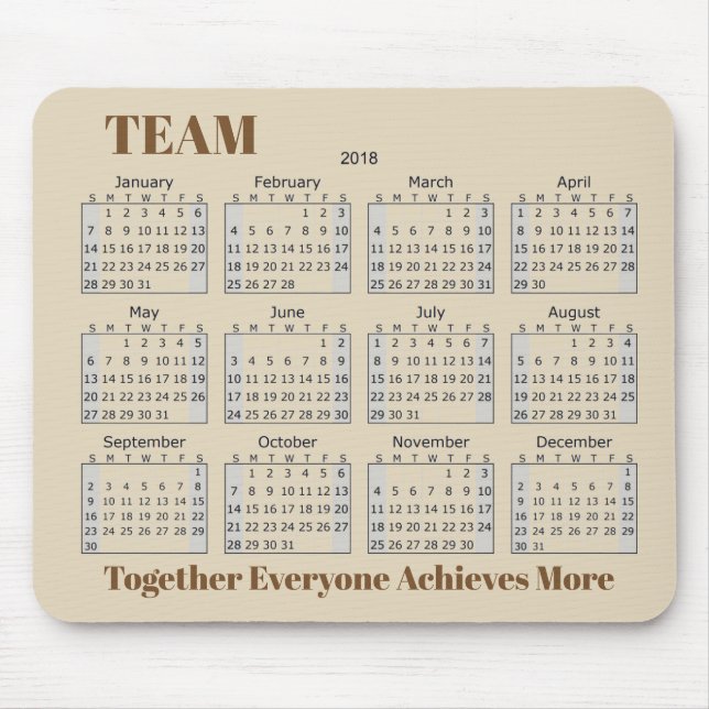 2018 Calendar TEAM Mouse Pad (Front)