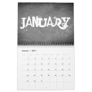 2018 Chalkboard Calendar Black and White Text