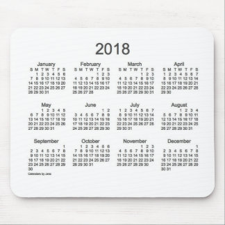 2018 Charcoal and White Calendar by Janz Mouse Pad