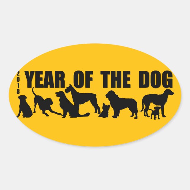 2018 Chinese New Year of The Dog Oval sticker (Front)
