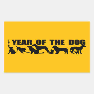 2018 Chinese New Year of The Dog Rectangular S Sticker