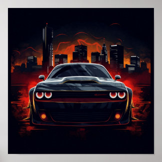 2018 Dodge Challenger SRT Demon Sports Car Poster