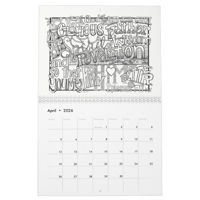 2018 écritures saintes de coloration de CALENDRIER (Apr 2026)