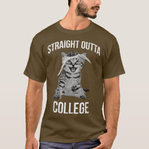 2018 Graduate Straight Outta College Cat Funny Ki T-Shirt