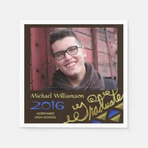 2018 Graduation Party Photo Gold Foil Typography Napkin