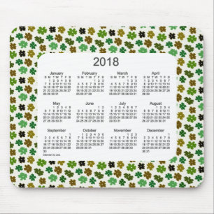 2018 Green Flower Power Calendar by Janz Mouse Pad