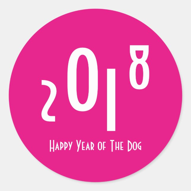 2018 Happy Chinese New Year of The Dog Classic Round Sticker (Front)