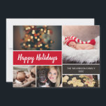 2018 Happy Holidays Red Family Collagel Christmas Holiday Card<br><div class="desc">Your beautiful family photos deserve to be shared during this time of year as you send warm wishes. Customize this modern collage design & personalize with your family greeting. Find the other pieces from the collection. This design uses red as an accent colour but it can be easily switched to...</div>