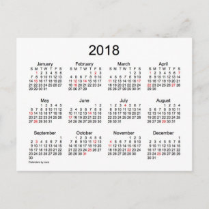 2018 Holiday Mini Calendar by Janz Postcard