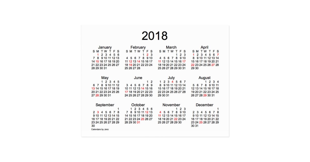 mini 2018 calendar