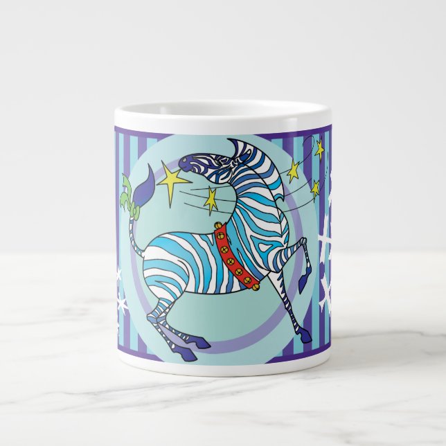 2018 Holiday Zebra Christmas blue jumbo mug (Front)