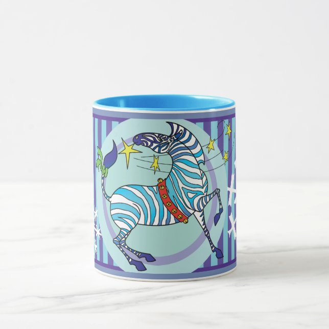 2018 Holiday Zebra Christmas Mug blue (Center)