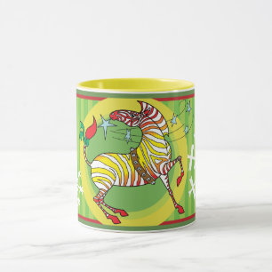 2018 Holiday Zebra Christmas Mug Red/Yellow