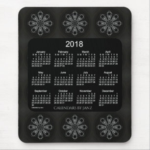 2018 Neon White Snowflake Calendar by Janz Mouse Pad