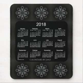 2018 Neon White Snowflake Calendar by Janz Mouse Pad