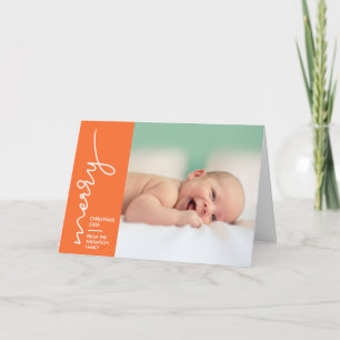 2018 New Baby Merry Christmas Script Holiday Card