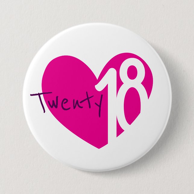 2018 new year love 2018 button/badge 3 inch round button (Front)