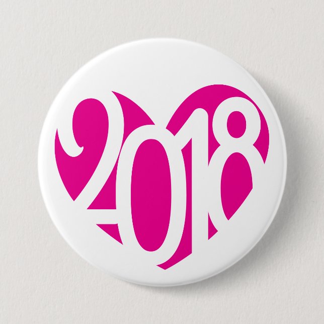2018 new year love 2018 button/badge 3 inch round button (Front)