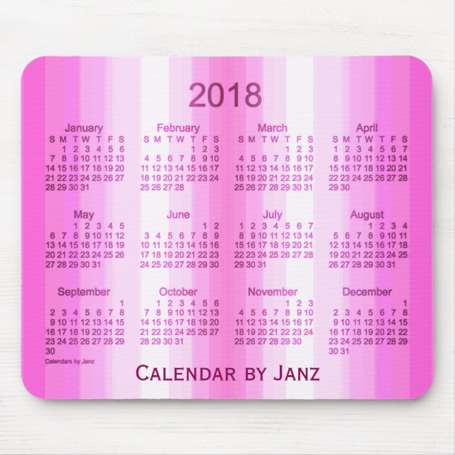 2018 Pink Curtain Art Calendar by Janz Mouse Pad (Front)
