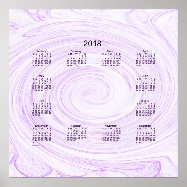 2018 Purple Spiral Wall Calendar by Janz Poster (Front)