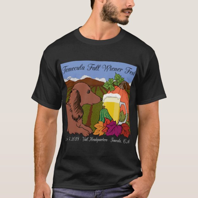 2018 Temecula Fall Wiener Fest T-shirt on black (Front)