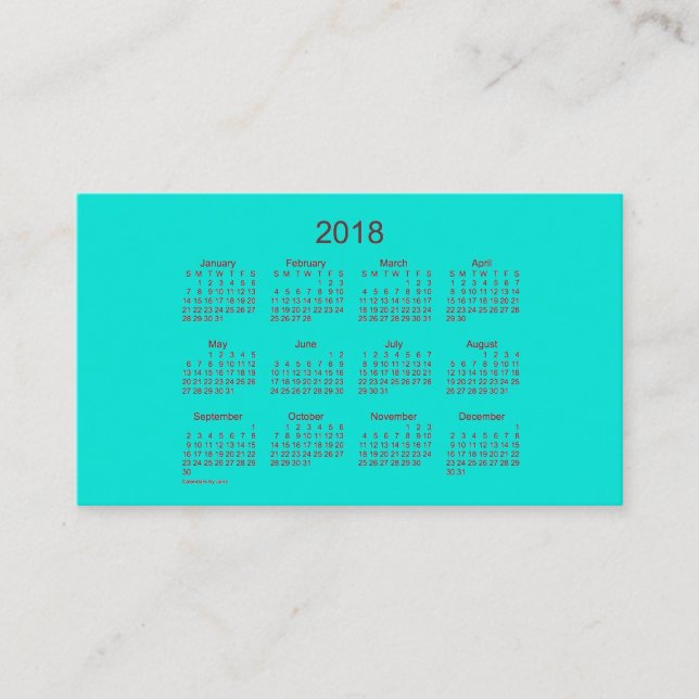 2018 Turquoise Calendar by Janz Business Card (Front)