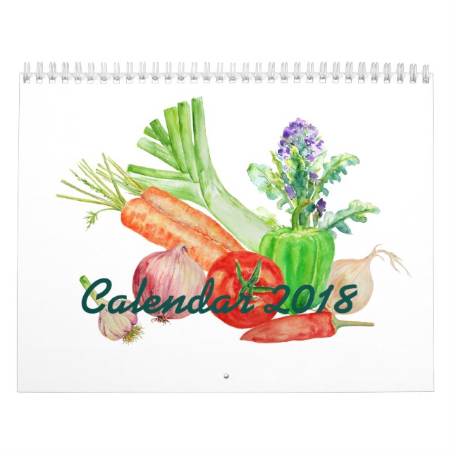 2018 Two Page Calendar Watercolor Vegetables (Cover)